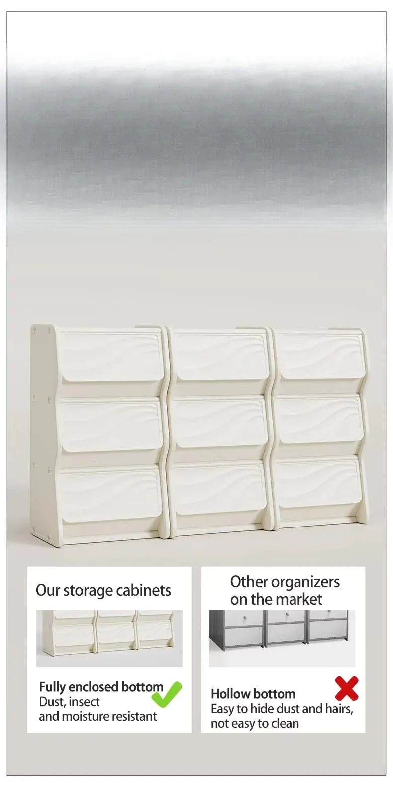 Conjunto de muebles de dormitorio con plataforma superior grande, armario de juguetes para niños, estante de almacenamiento de ropa de plástico, almacenamiento organizativo