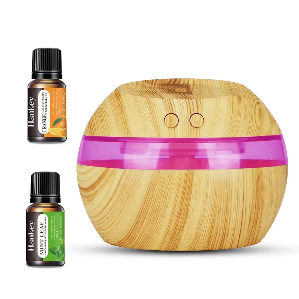 

Увлажнитель USB с древесным зерном, 300 мл, эфирные масла, 7-цветный светодиод, ультра-тихий, автоматическое отключение