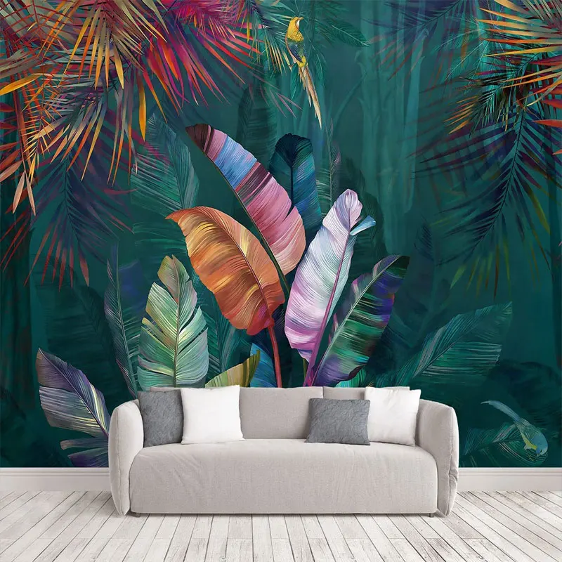 

Large Wall Mural Covering Wallpaper Luxury Tropical Botanical Leaf Green Plant Floral Custom Photo Background Fabric Coveringg