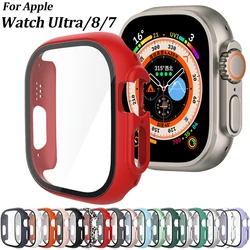 Glass+Case for Apple Watch Series 8Ultra 49mm Protection Cover Smartwatch Tempered Screen Protector PC Bumper iwatch 8 41mm 45mm