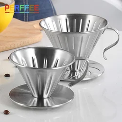 Stainless Steel Coffee Dripper Drip Coffee Filter Cup Barista Pour Over Coffee Brewing Cup Hand Brewed Coffee Filter V01 V02