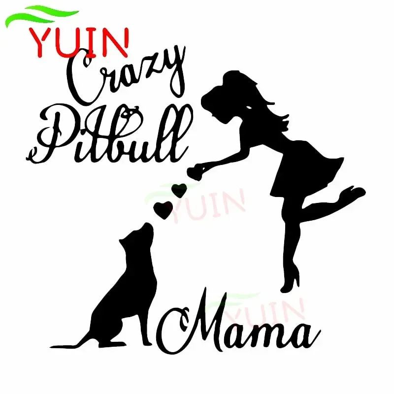 Crazy Pitbull-pegatina para madre amante de perro, decoración de ventana de coche a la moda, pegatina de protección solar impermeable de PVC, negro/blanco/rojo/láser/plata
