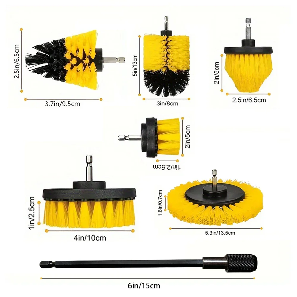 Nylon ronde reinigingsborstelset voor elektrische boormachine Tapijt- en glasreinigingsgereedschapsset met hoge dichtheid.