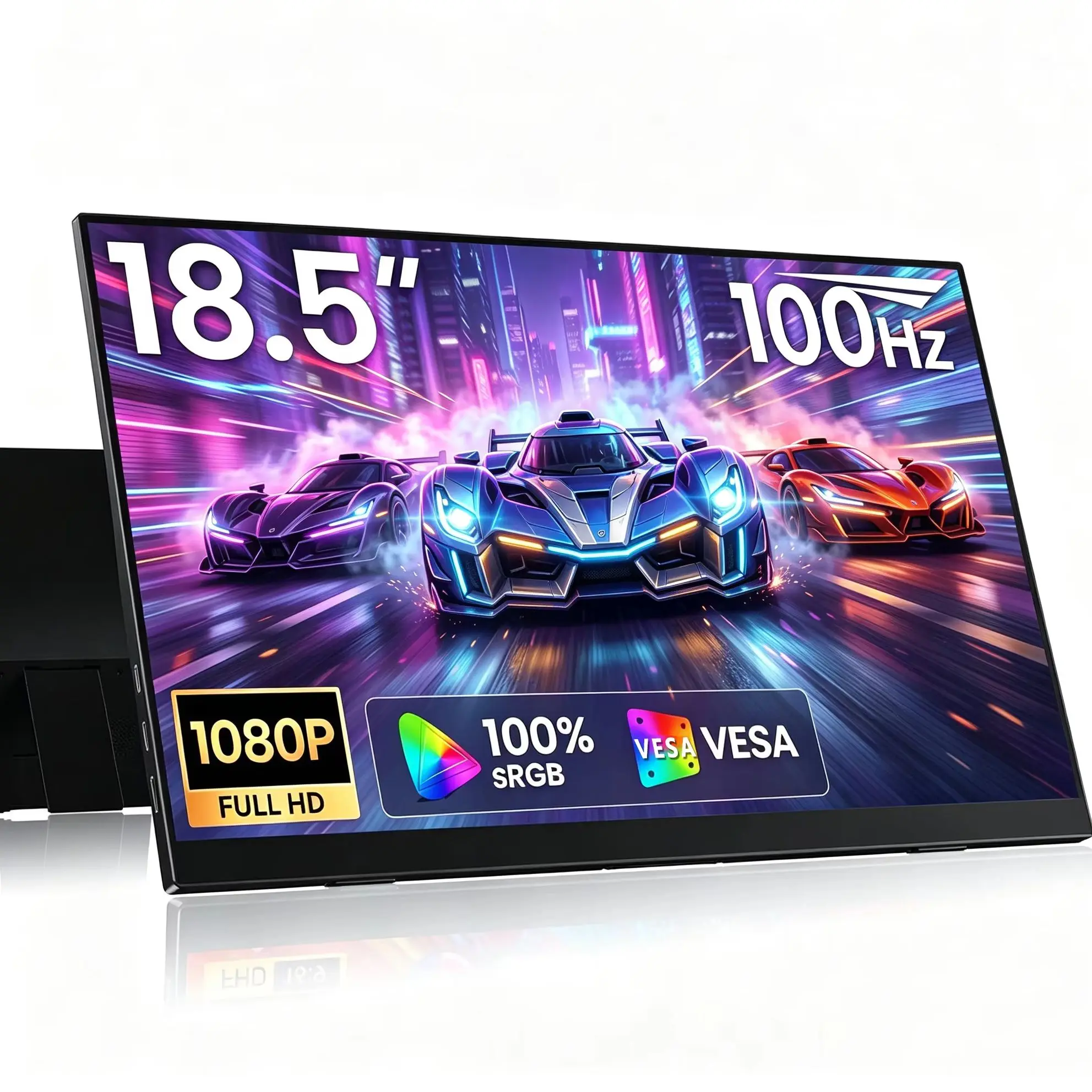 18.5 Inch 100Hz Portable Monitor FHD 1920*1080 IPS 100%sRGB VESA With Type-C Mini HDMI for Laptop Phone PC XBox PS4/5 Switch