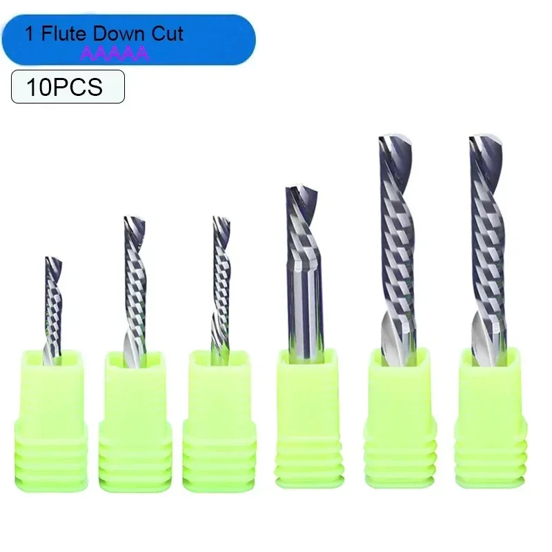10pcs/Lot 5A Left Spiral Milling Cutter Router Bit 3.175/4/5/6/8mm Single Flute Down Cut CNC End Mill Carbide Milling Cutter