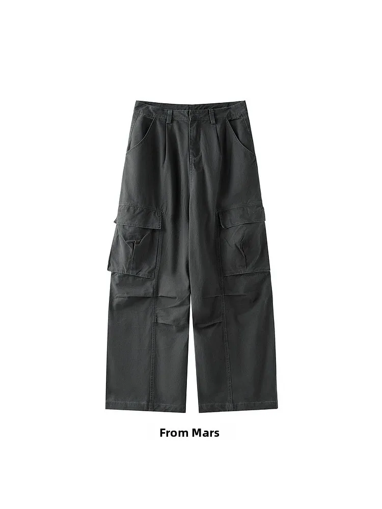 

Модные ретро-брюки с широкими штанинами, повседневные, свободные, прямые, в стиле рабочей одежды, длинные, универсальные, для всех сезонов, в стиле BF, для молодежи, придающие энергию.