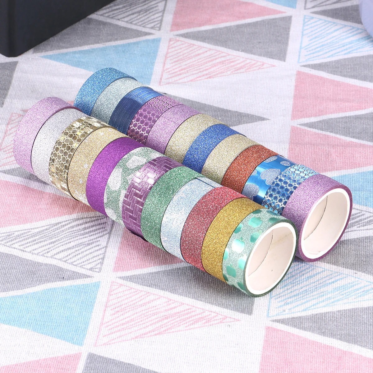 

10 Pcs Glitter Masking Tape Set for Scrapbook Photo Album DIY Paper Decoration Adhesive Bright Colored Craft Supplies