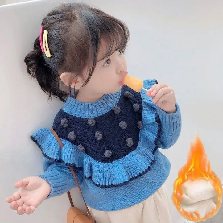 Pull en cachemire épais à col rond pour fille, tricot en coton pour enfant, nouvelle collection printemps, automne et hiver 2020