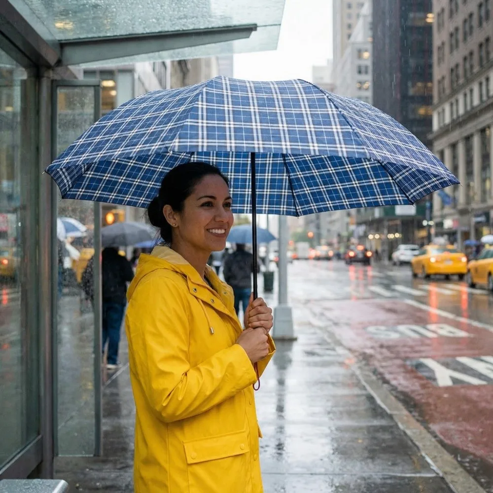 

Зонт с усиленной рамой в шотландскую клетку, легкий, очень большой, водонепроницаемый, складной, ветрозащитный