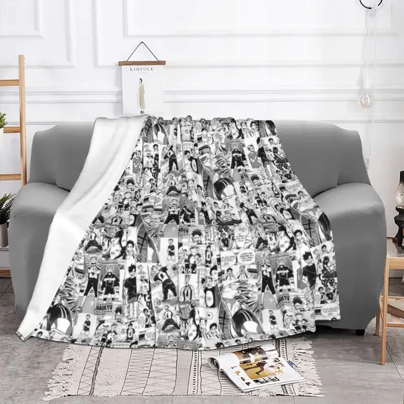 Bokuto Manga Collage Haikyuu Blankets Fleece Spring/Autumn Multi-function Soft Throw Blanket for Home Bedroom Rug Piece