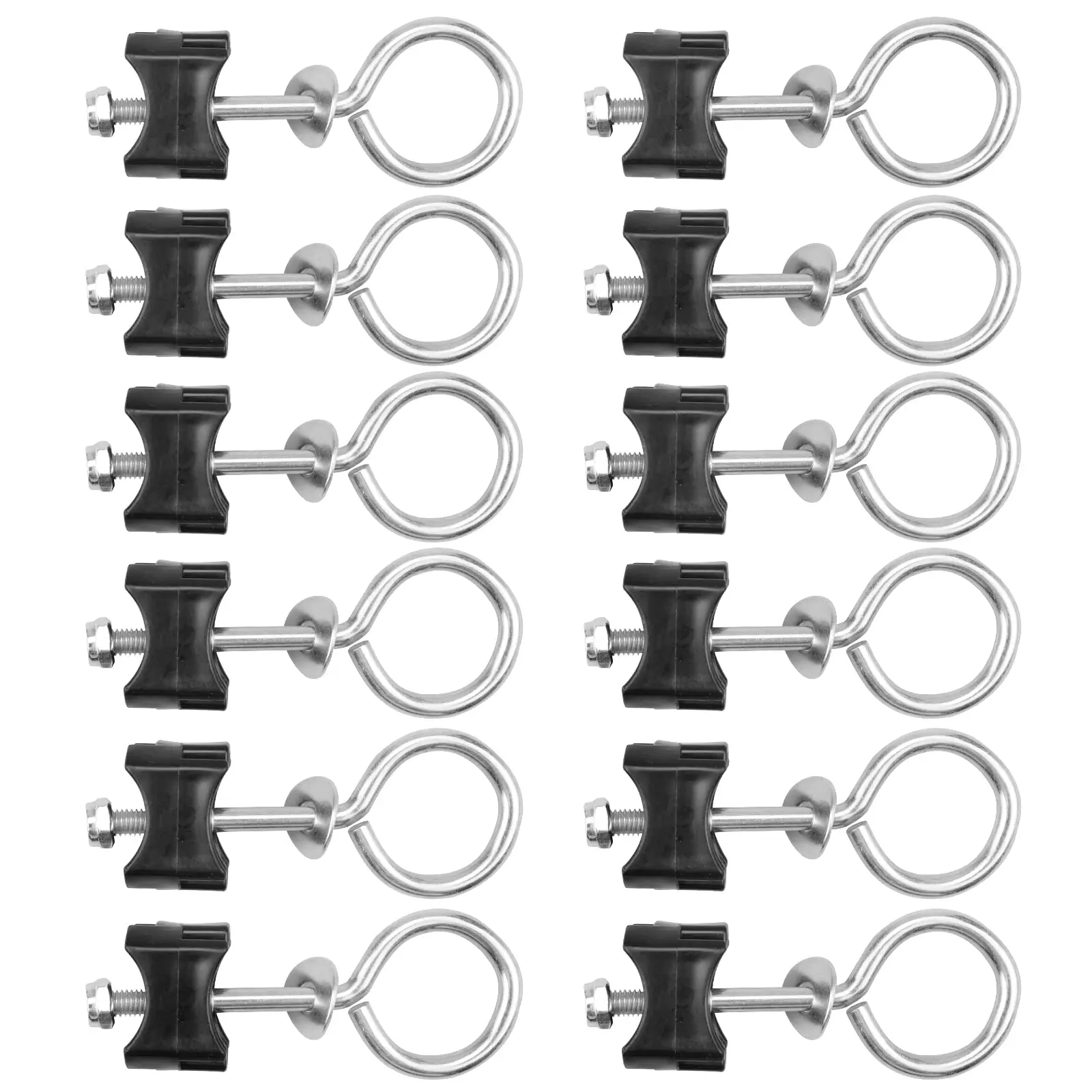 12 Tornillos De Trampolín De Acero Galvanizado – Incluye Tuercas, Arandelas Y Correas De Poliéster – Compatible Con Varios Modelos