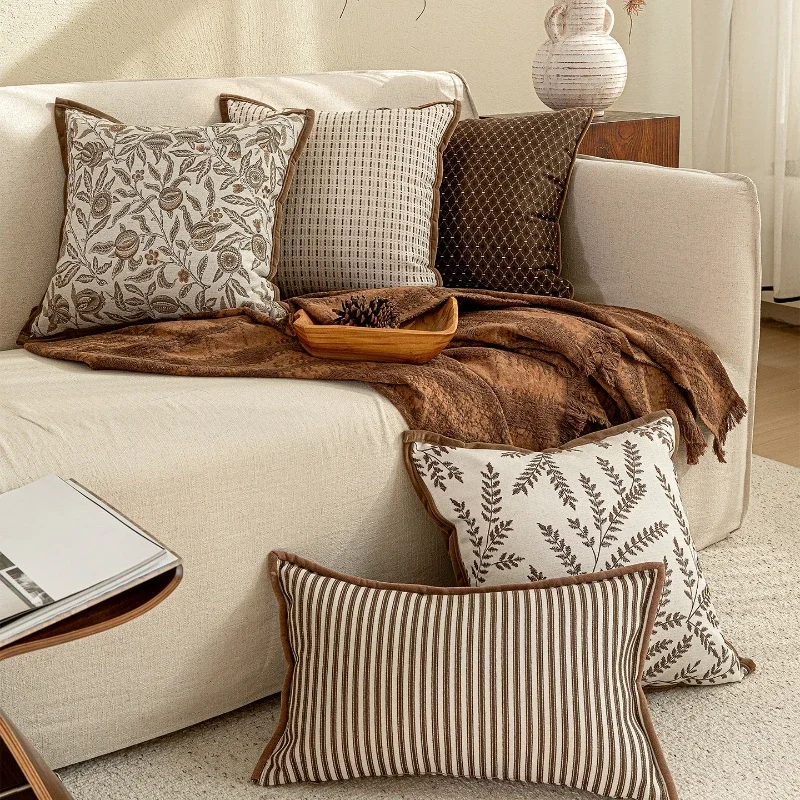 30X50/45X45CM Medieval Throw Pillow Cover Brown Coffee Homestay Cushion Cover Decor Home Decorative Pillowcase