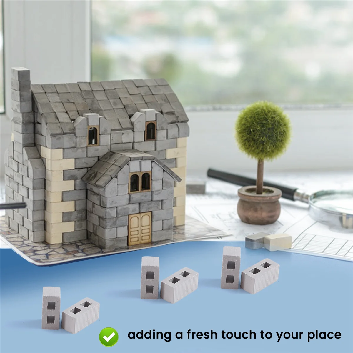 High-end 60 Packs Cinder Blocks 1/12 Scale Mini Bricks Concrete Miniature Bricks Tiny Landscaping Dollhouse Accessories