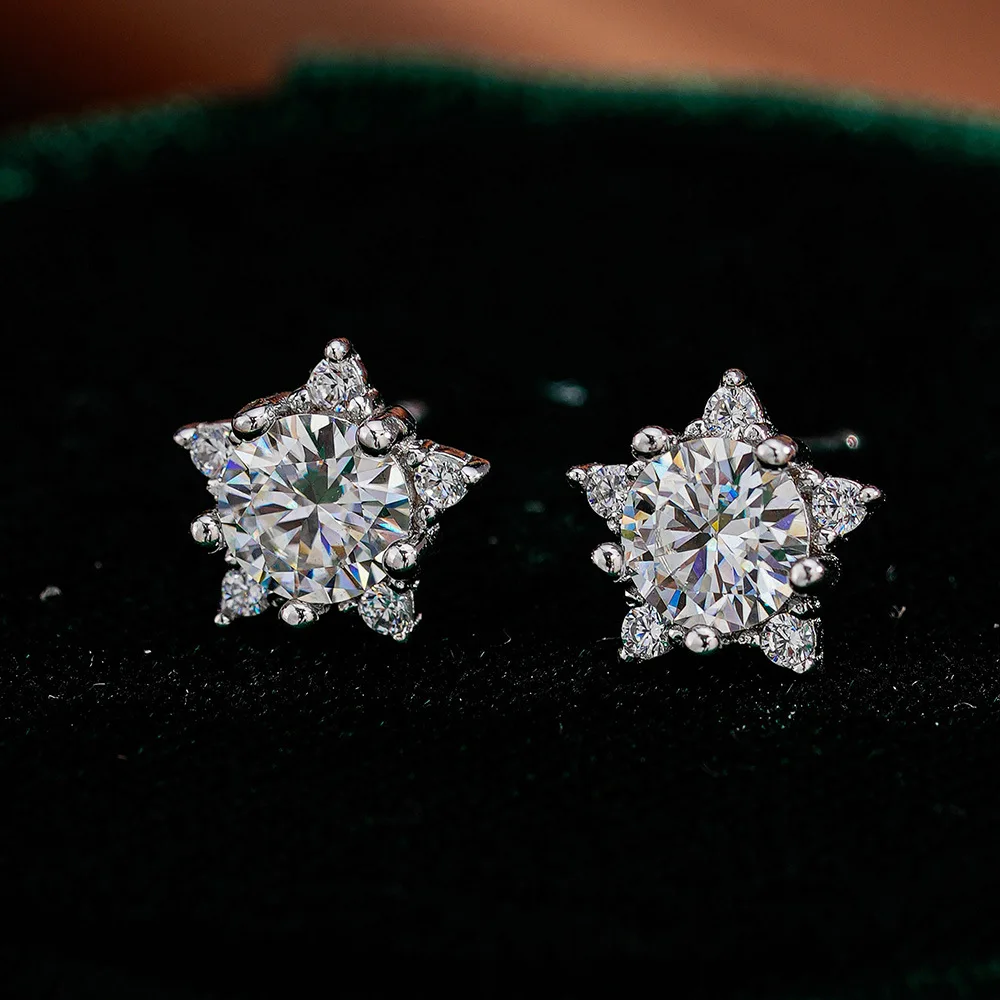 

S925 Sterling Silver Moissanite Star Stud Earrings for Women Fashion Jewelry Accessories