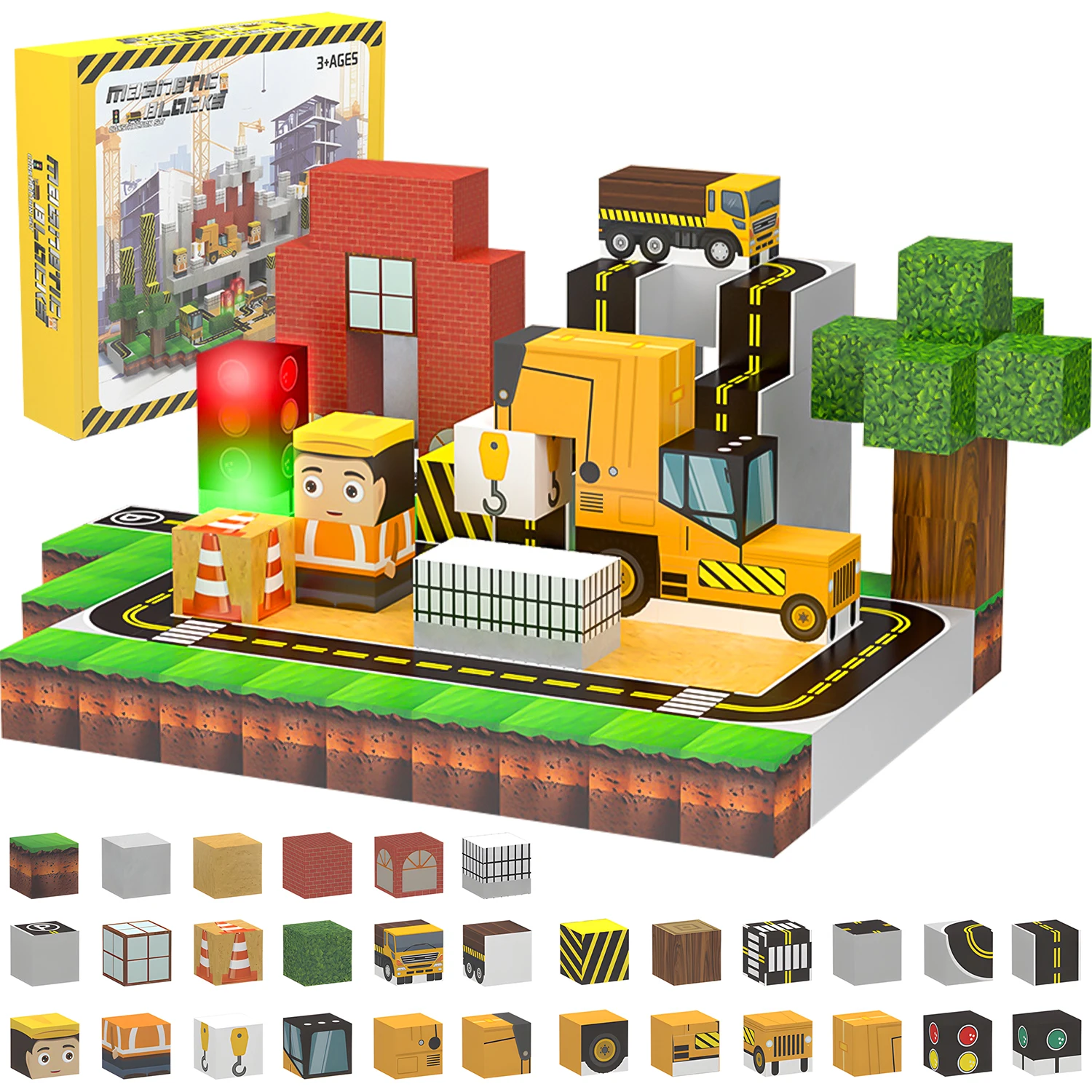 Blocs de construction magnétiques créatifs Mine World, ensemble de cubes magnétiques, modèle de bricolage pour enfants, tige de tige, jouets sensoriels Montessori pour garçons et filles
