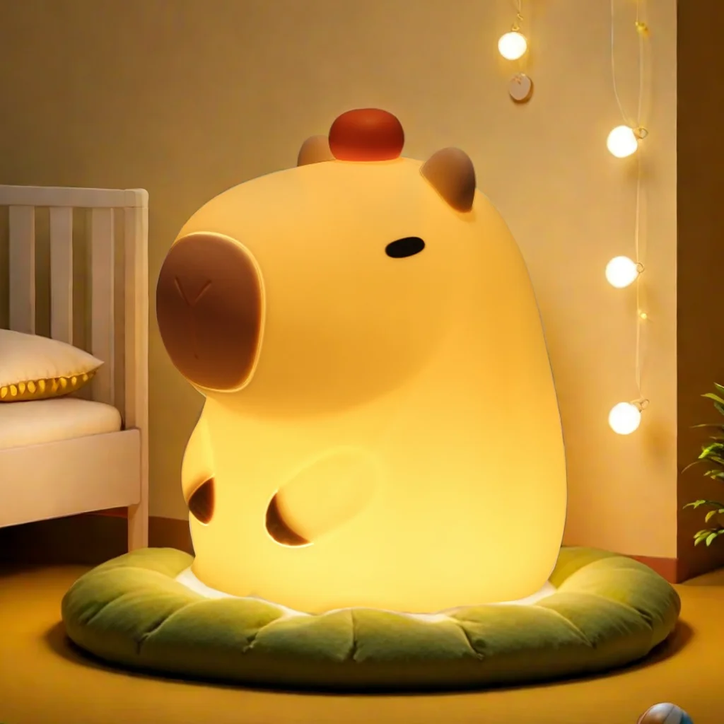 Luz nocturna de silicona Capybara para niños, lámpara recargable por USB con tacto Animal, Slepp para cabecera