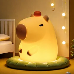 Silicone capivara noite luz para crianças, lâmpada de cabeceira do sono, USB recarregável, toque animal, presente bonito