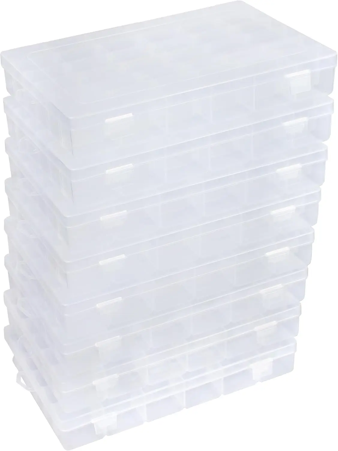 

8 Pcs 36 Grid Bead Organizer Box, Clear Plastic Storage with Dividers for Jewelry, Tackle, Screws