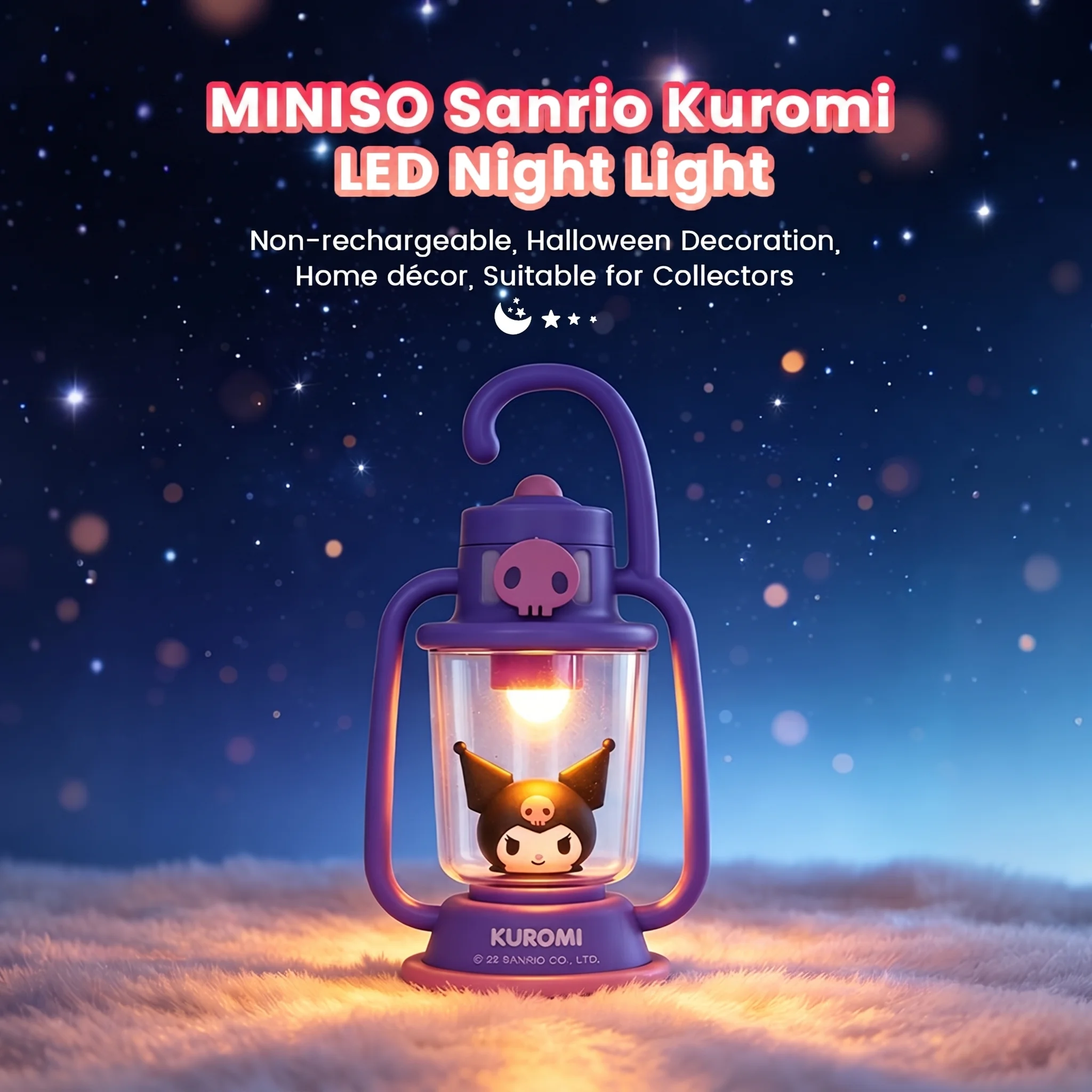 MINISO Sanrio Cinnamoroll LED Night Light Non-rechargeable Halloween Decoration Portable Table Bedside Lamp