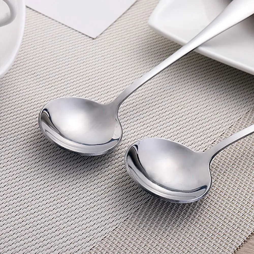 1Pcs Stainless Steel Soup Spoons Round 17cm Dishwasher Kitchen Tool Coffee Tableware Stirring Spoon for Dessert Coffee