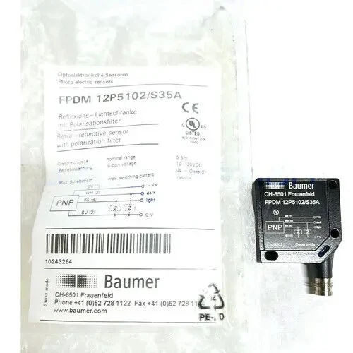 1PCS New In Box BAUMER FPDM 12P5102/S35A Retro-reflective Photoelectric Sensors