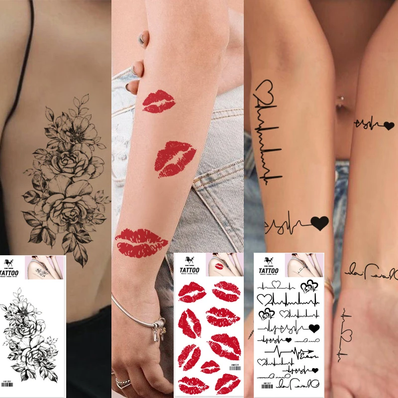 

8PCS Waterproof Lip Pattern Tattoo Sticker For Women Men Disposable Temporary Tattoo for Valentine's Day Anniversary Body Decor