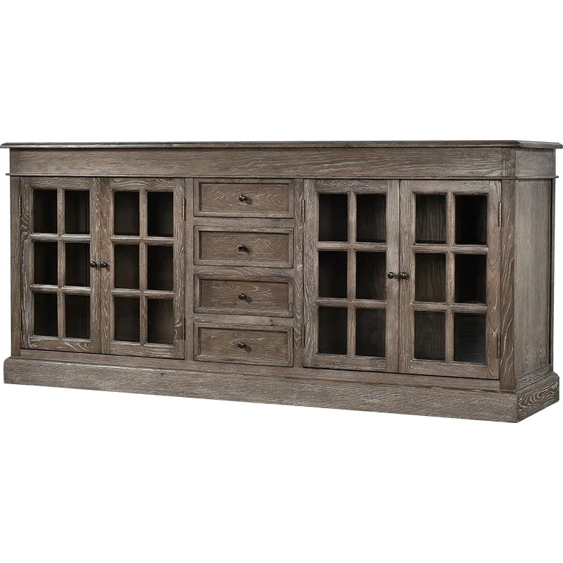 

American retro dining side cabinet light luxury solid wood storage cabinet living room home storage wine cabinet