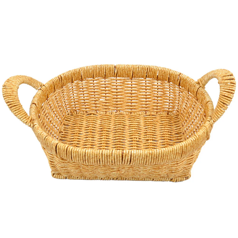 

Woven Fruit Basket Storage Organizer Natural Rustic Design for Kitchen Home Bathroom Decorative Serving Tray PP Pe Material