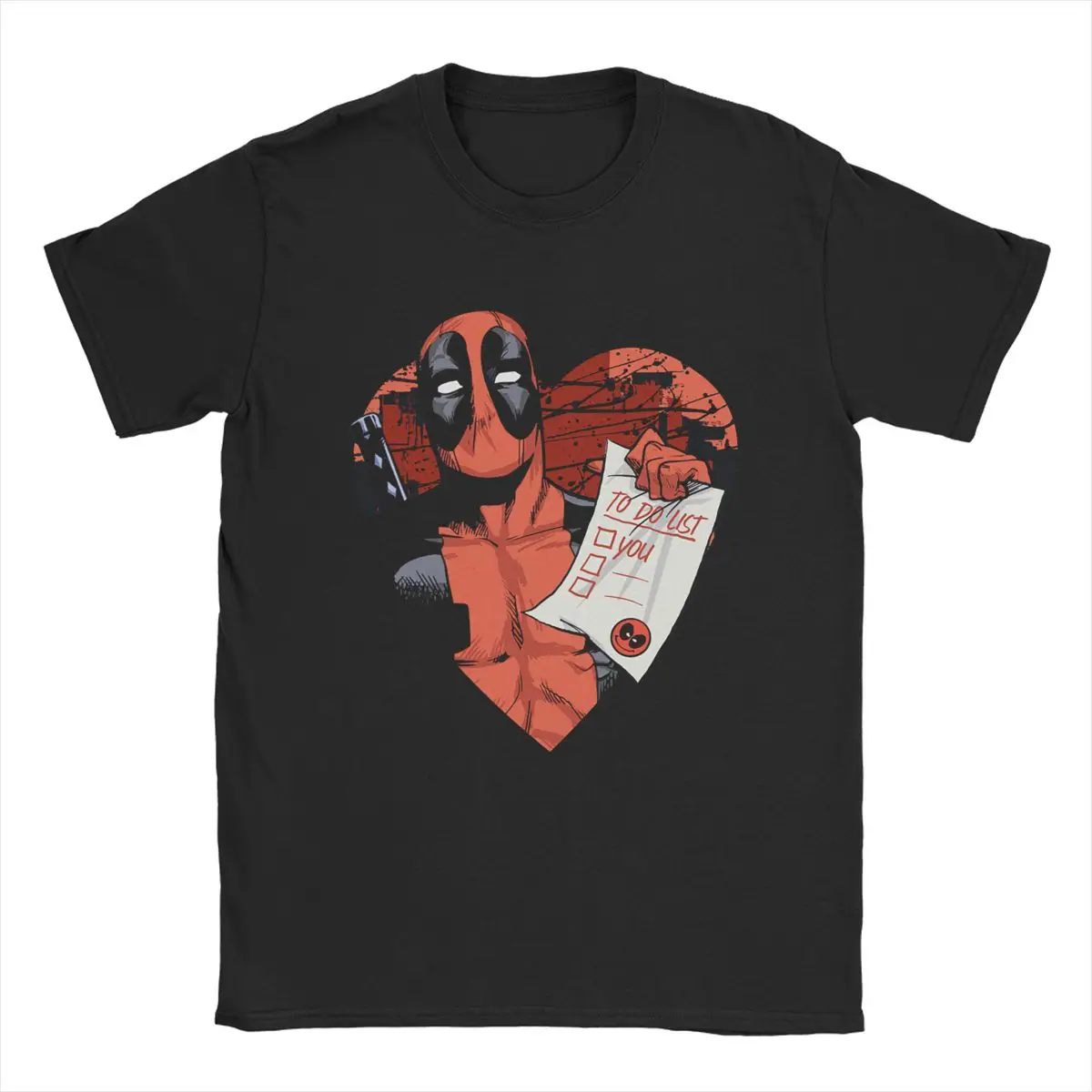 Deadpool Valentine\'s List T-Shirt for Men Funny Pure Cotton Tee Shirt Crew Neck Short Sleeve T Shirts Summer Tops