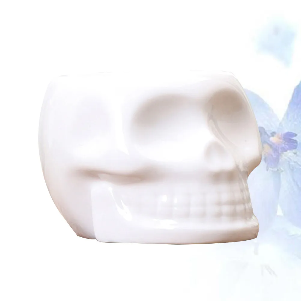 1Pcs Premium Ceramic Skull Planter for Succulents Cacti Small Flowers Home Office Desk Decor Halloween Party Decoration White