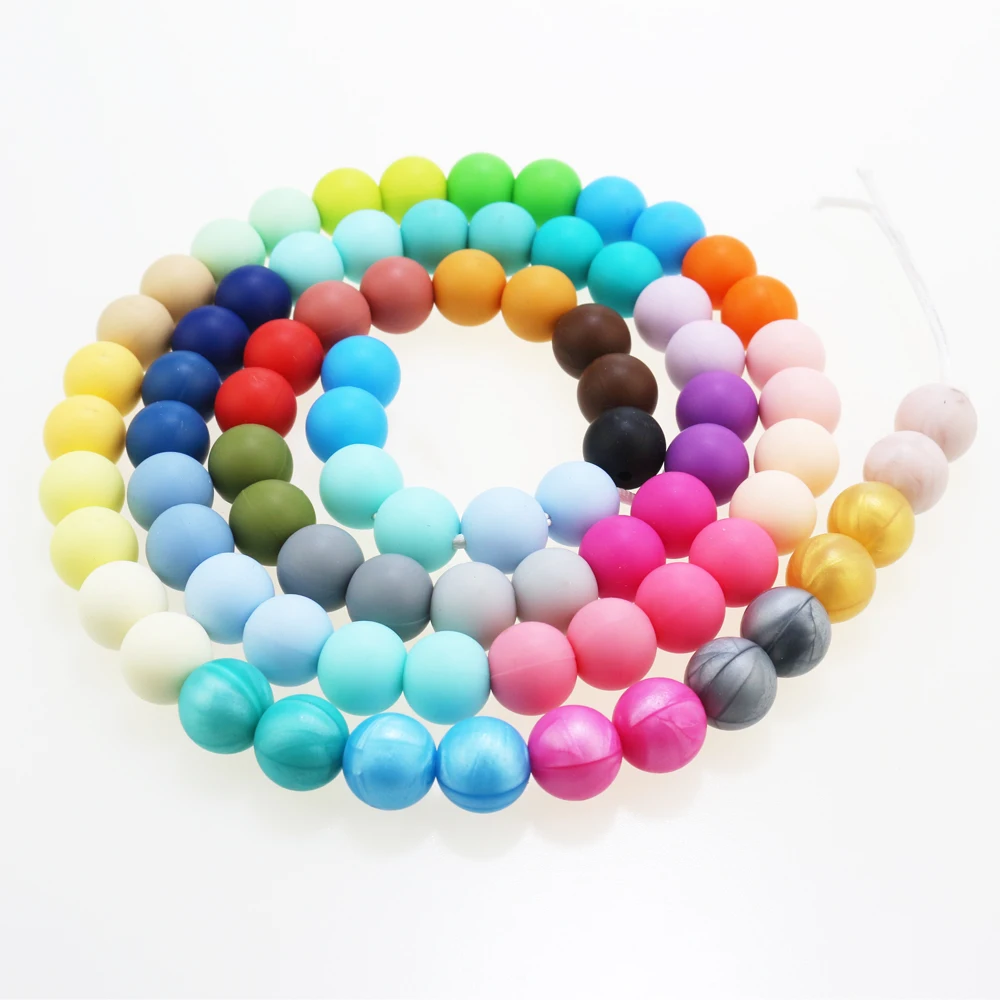 20Pcs Pearl 10MM 12MM 15MM 20MM Silicone Beads Round Loose Baby Chewable Teething Ball Making Pens Bracelet Keychain DIY Jewelry