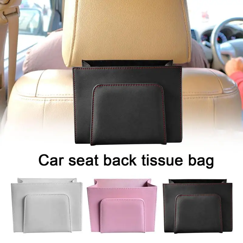 Car Tissue Holder Leather Car Napkin Holder For Backseat Refill Box Container Car Accessories Fits For Standard Rectangle Car