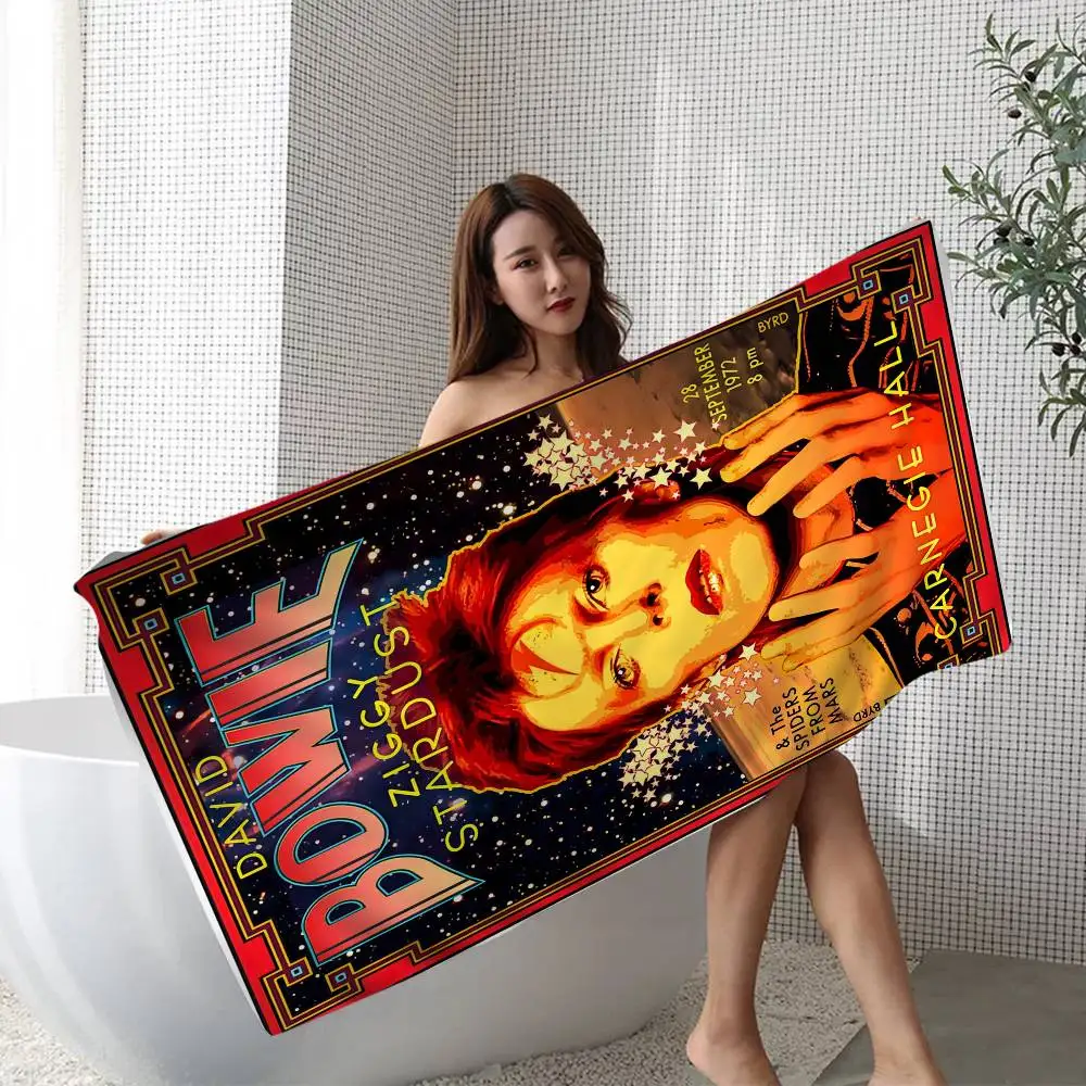 Retro Singer D-David B-Bowie Microfiber Printed Beach Towel Mountain Climbing Yoga Beach Swimming Running Absorbent Soft Towel