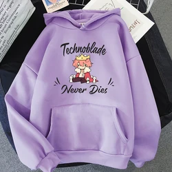 Dream SMP Game Crewneck Hoodie Retro Style Technoblade Never Dies Print Sweatshirt Funny Cartoon Tops Women/Men Kawaii Hoodies