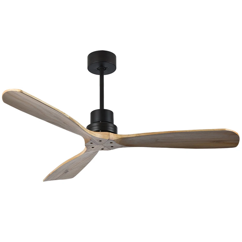 52 Decorative Brushed Nickel Propeller Wood Remote Control Modern Wooden Blade Industrial Vietnam Ceiling Fan Without Light