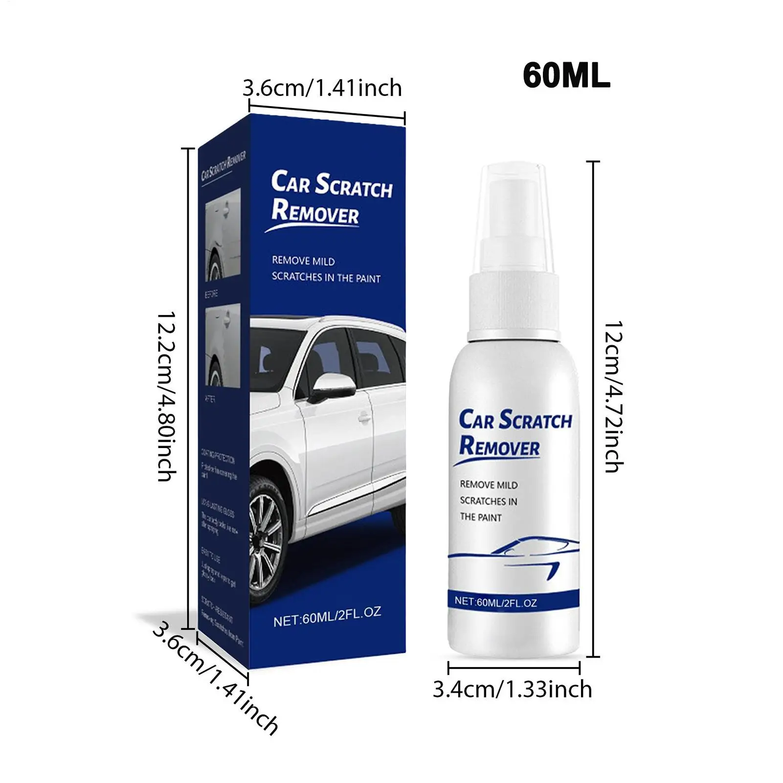 Car Scratch Remover Spray 60ml Long-Lasting Exterior Polish Agent Polishing Lquid Paint Scratch Remover for Automotive Paint