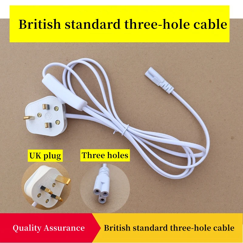 2pcs/lot British Plug 3-hole With Switch 1.8m Cable T5T8 Lamp Fixture Extension Line UK Plug Integrated Bracket Connection Line