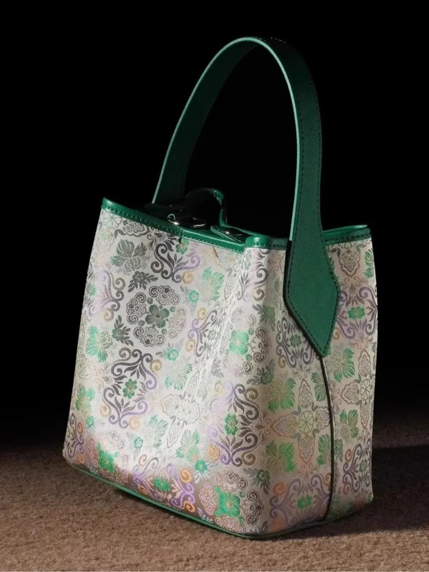 

2025 Women's Bag Literary Style Handbag New Chinese Bucket Bag Chinese Style Shoulder Bag Crossbody Bag