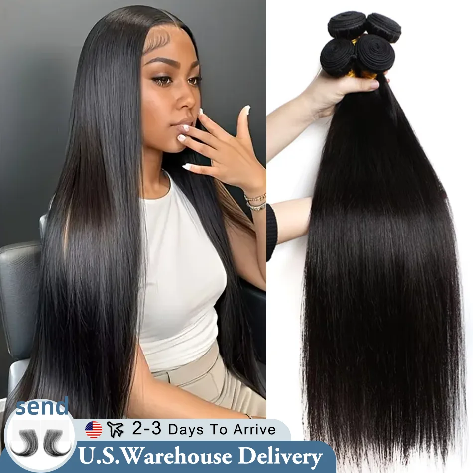 

16A Прямые пучки человеческих волос 100% необработанные пучки человеческих волос Remy 40-дюймовые двойные утки для наращивания натуральных волос Пучки необработанных волос