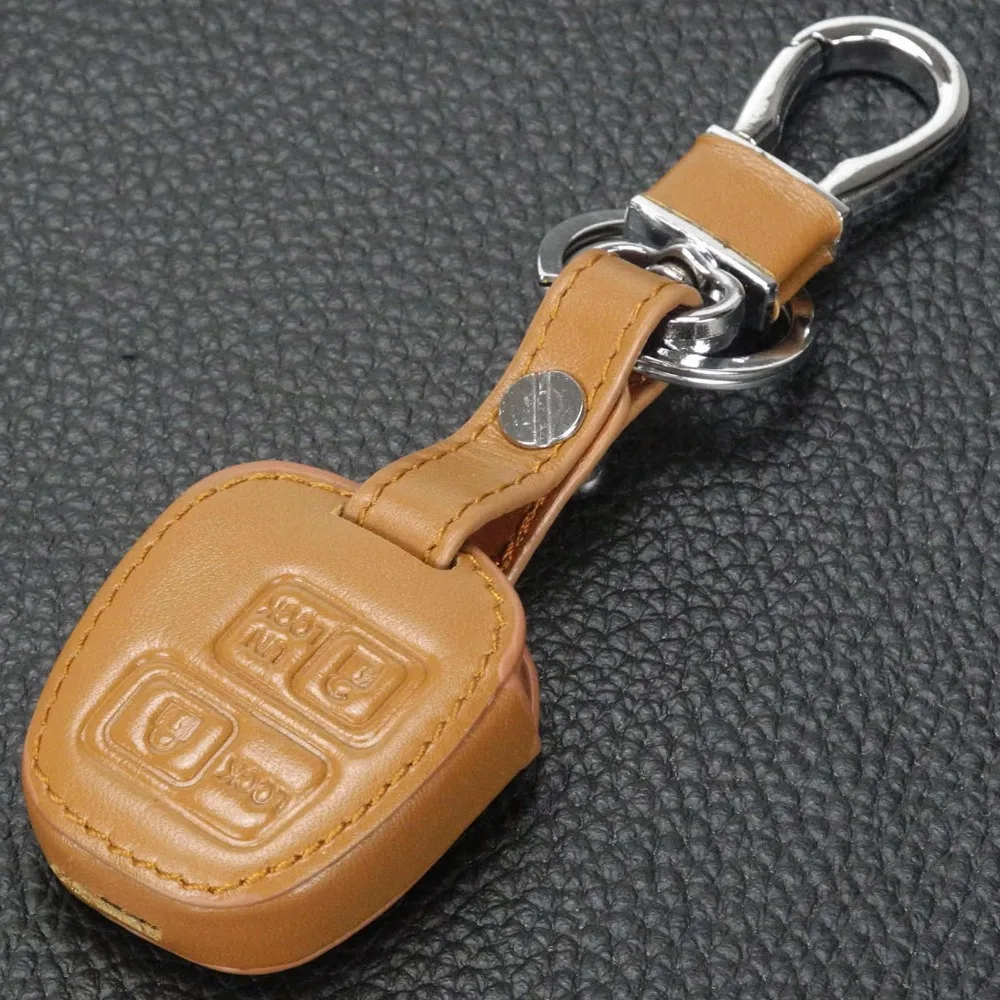 jingyuqin Leather Fob Case For Lexus ES GX Toyota RAV4 Camry Highlander Corolla Prado Avensis Yaris Auris 2 Button Car Key Shell