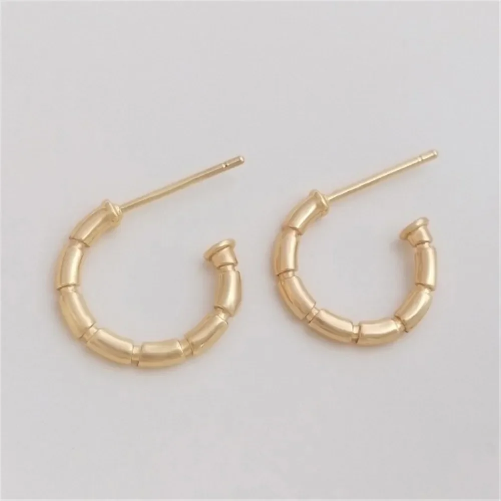 

14K Gold-Color C-shaped Iron Nail Earrings 925 Silver Needle Handmade DIY Handmade Earrings Ear Accessories Materials E211