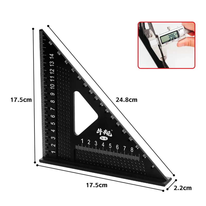 Carpenter Square 7 inch Aluminum Precision T Square Protractor Marking Gauge Measuring Layout Tool Metal Triangle Ruler