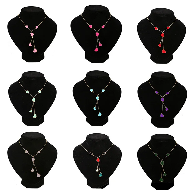 

CDD Heart Cross Sweater Chain Necklace for Women Cute Multi Color Party Jewelry on The Neck Fashion Designer Charm Necklaces Red