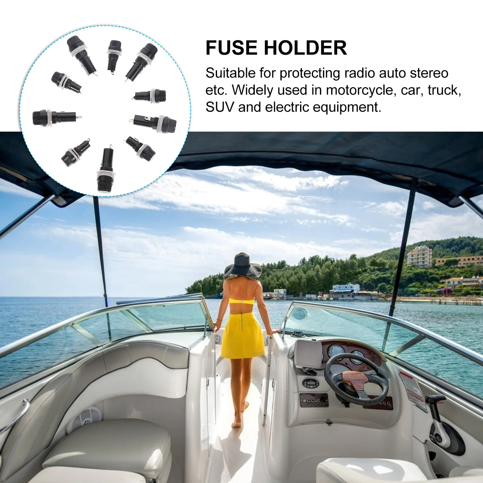 

16Pcs Fuse Holder Socket Panel Mount 5x20mm 6x30mm Durable Auto Stereo Car Radio Protection Replacement Tool for Motorcycle