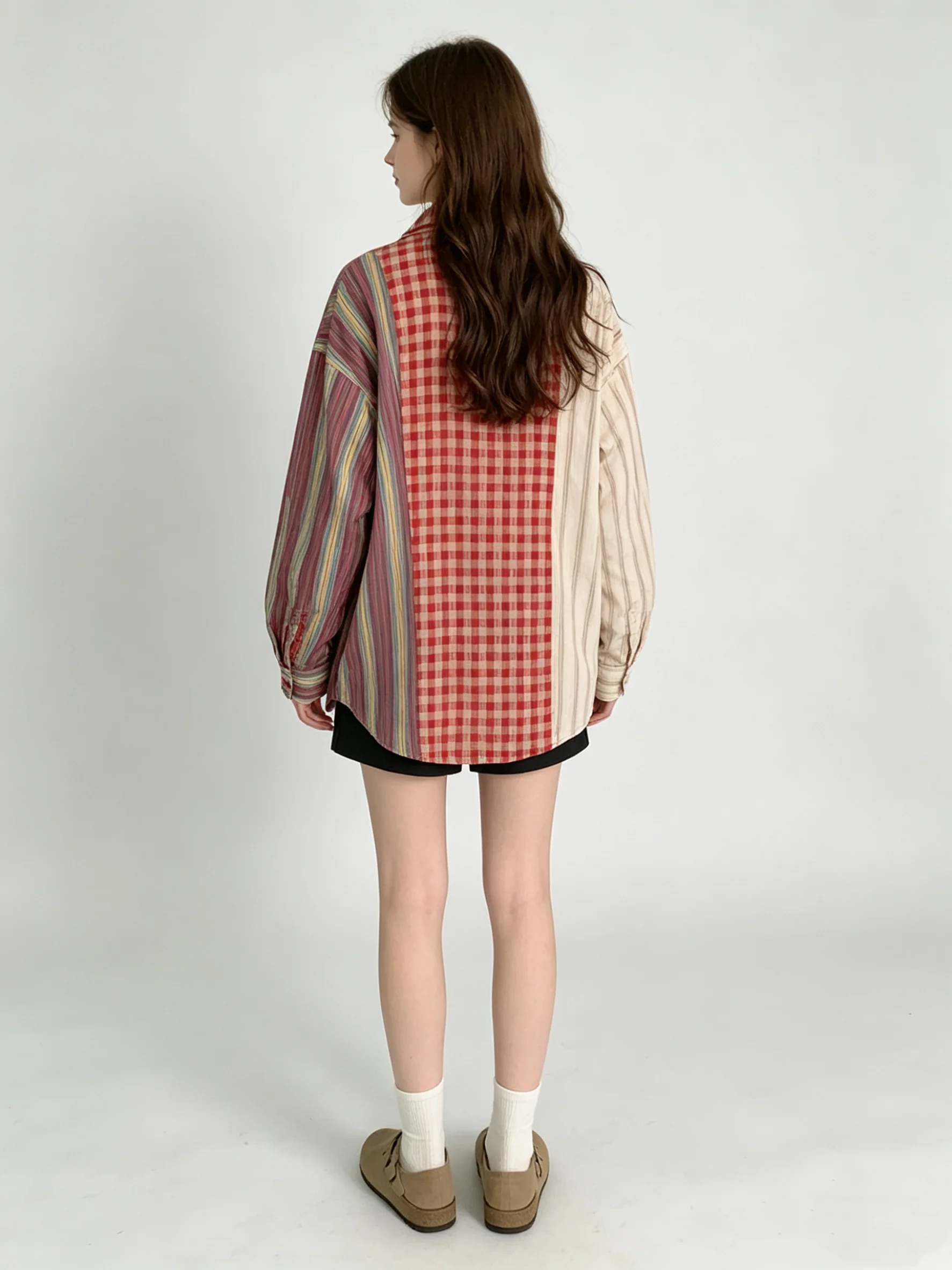 Women\'s Red Plaid Shirts and Blouses 90s Y2k Vintage Korean Harajuku 2000s Elegant Long Sleeve Cute Shirts Clothes Autumn 2024