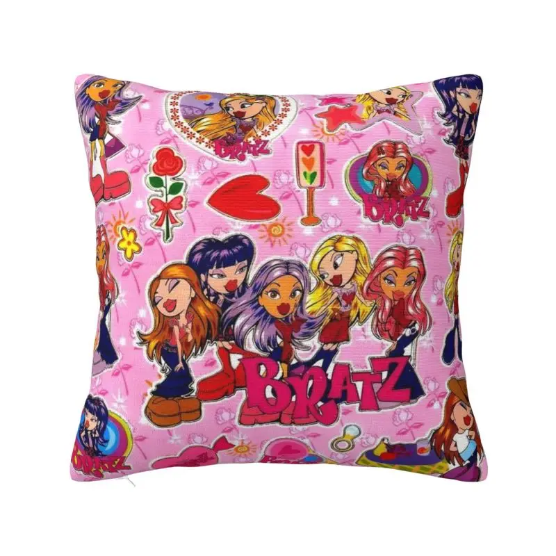

Custom Fashion Doll Bratzes Throw Pillow Cover Decoration Square Comics Cartoon Cushion Cover Pillowcover for Living Room
