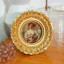 European resin photo frame frame gold carving embossed wedding wall wedding photo shooting decorative frame(Photo paper random)