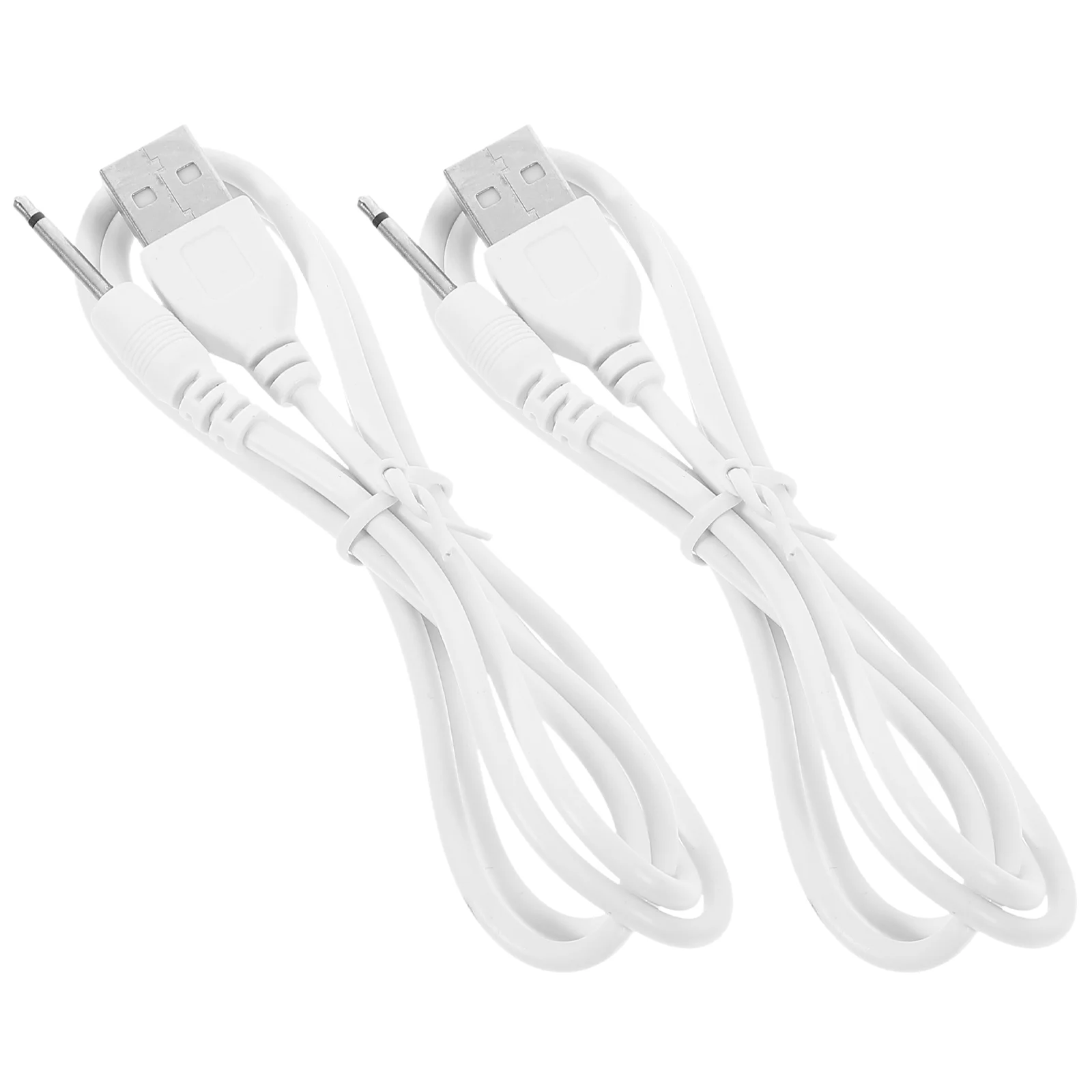 2 Pcs Instrument USB Cord Dc Charging Cable Speaker to Adapter Anhydrous White