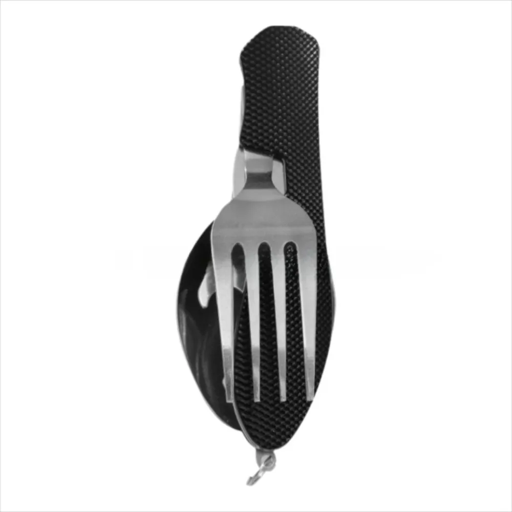 

Foldable Spoon Fork Knife Portable Stainless Steel Outdoor Camping Fork Spoon Multitool Cutlery Bottle Opener Combo Set Hiking