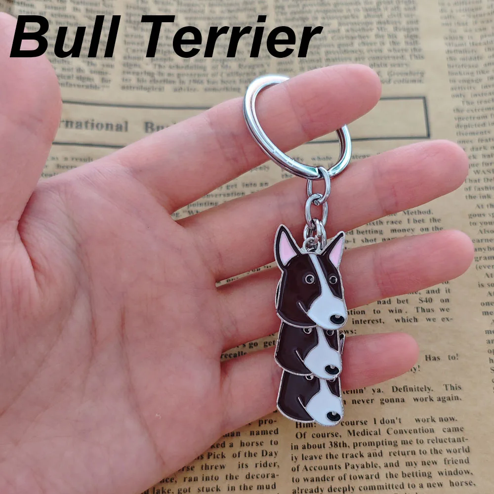 Cute Papillon Dog Keychain Dalmatian Key Ring Boston Terrier Lover Funny Gift